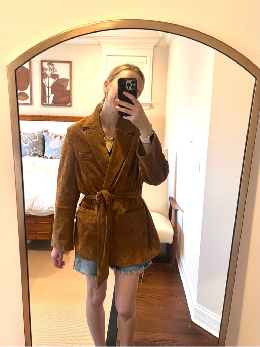 Zara Brown Suede Belted Leather Jacket - Picture 8 of 10